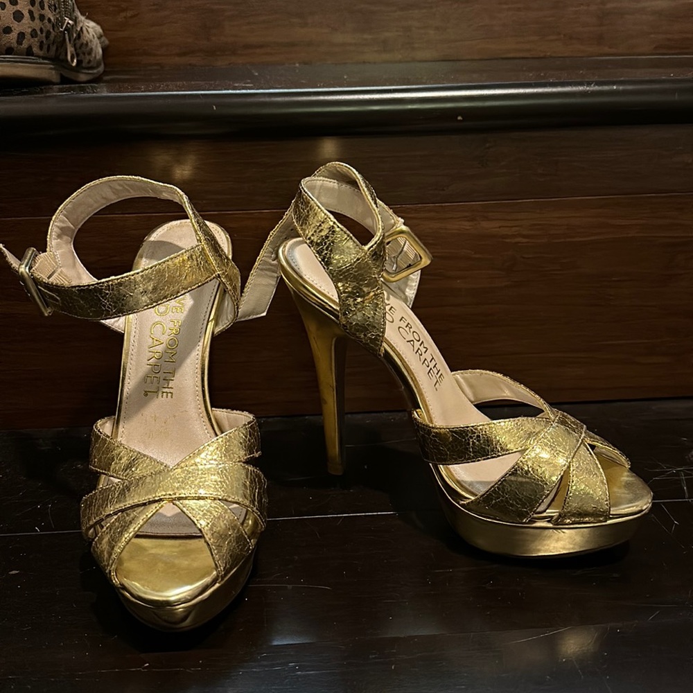 Gold Strap Platform Heels